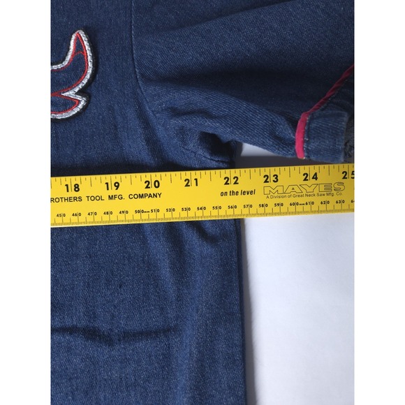 Vtg Y2K Chicago Bulls NBA Denim‎ Button Up Jersey Mens L Streetwear Hip-Hop - Picture 12 of 13